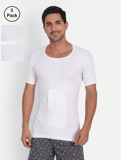 men solid white vests combo - 19109267 - Very Small Image - 1