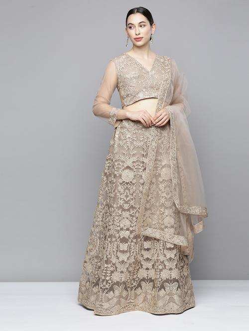 beige sequin detailed lehenga - 19109688 - Very Small Image - 1