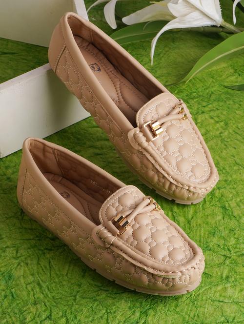 beige pu slip on loafers - 19110456 - Very Small Image - 1