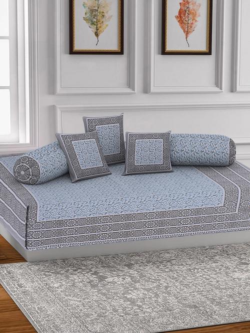 pure cotton jaipuri traditional pattern diwan set set of 6 pcs  - 19110803 - Very Small Image - 1