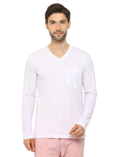 v neck solid t-shirt - 19111603 - Very Small Image - 1