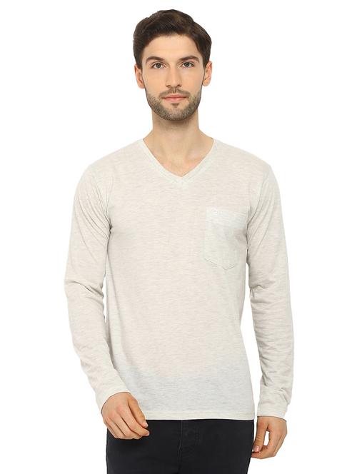 v neck solid t-shirt - 19111605 - Very Small Image - 1