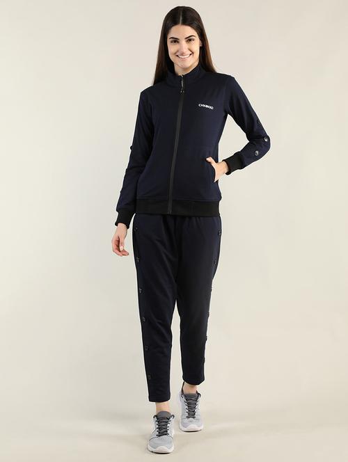 stand collar solid track suit set - 19114389 - Very Small Image - 1