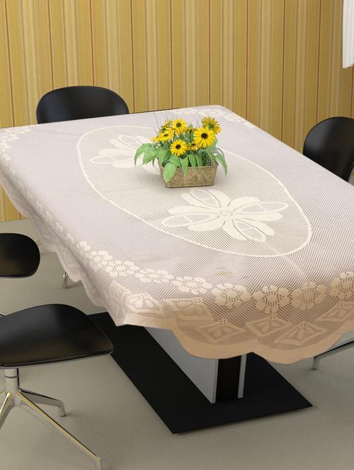 poly cotton , decorative hand made floral design dining table cover (60 x 90 inches) (cream) - 19114907 - Very Small Image - 1