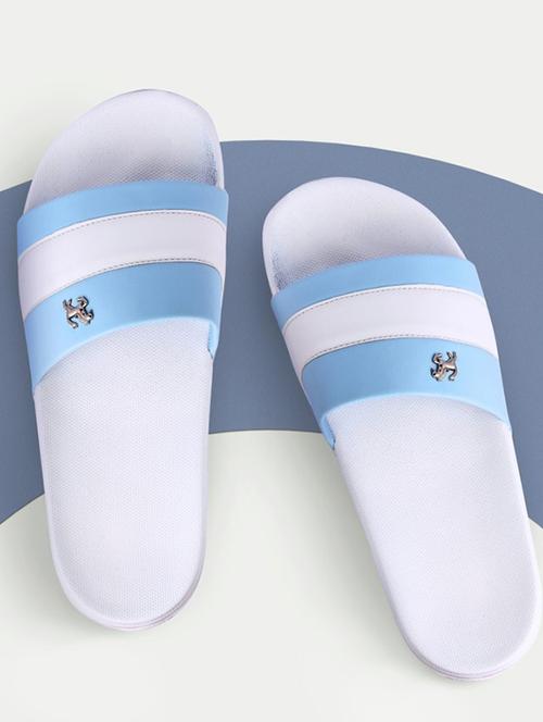 blue color block slip on slider  - 19118088 - Very Small Image - 1