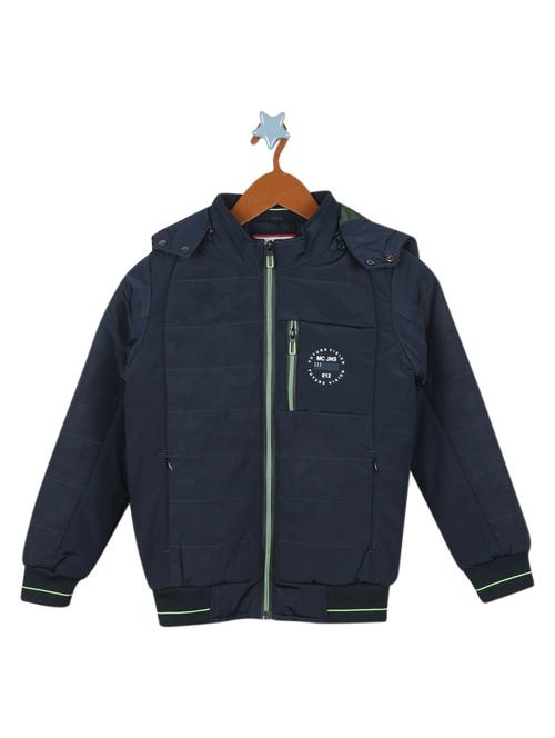 navy blue polyester regular jackets & coat - 19118450 - Very Small Image - 1