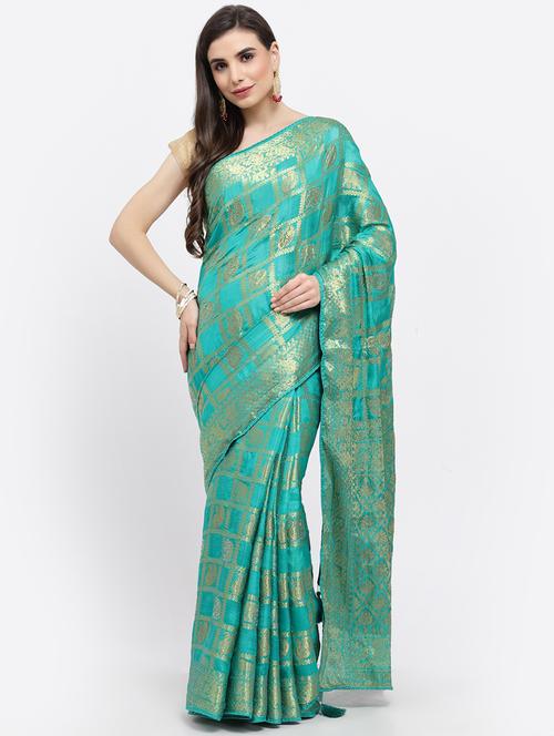 self design woven saree with blouse - 19122046 - Very Small Image - 1