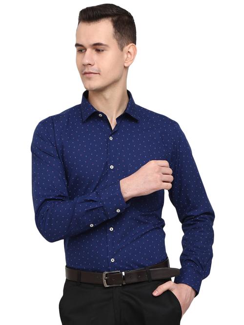 mens micro print formal shirt - 19122136 - Very Small Image - 1