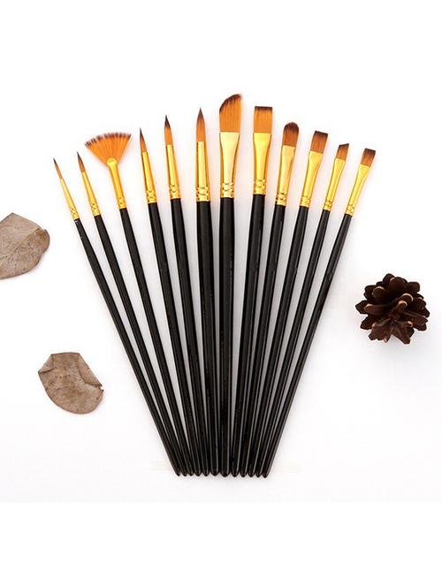 artist 12pcs paint brush set professional nylon hair watercolor oil gouache painting brushes - 19122234 - Very Small Image - 1