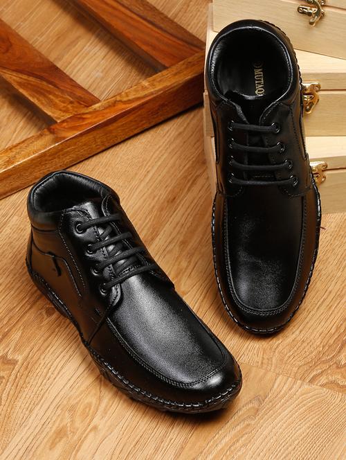 black leather lace-up boot shoes for men - 19122882 - Very Small Image - 1