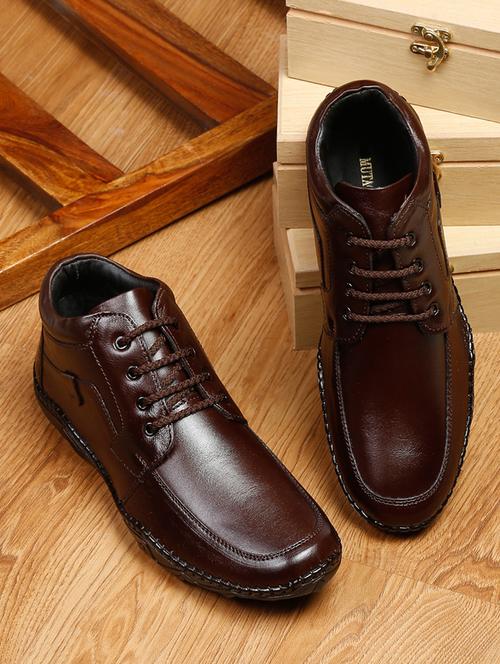 brown leather lace-up boot shoes for men - 19122884 - Very Small Image - 1
