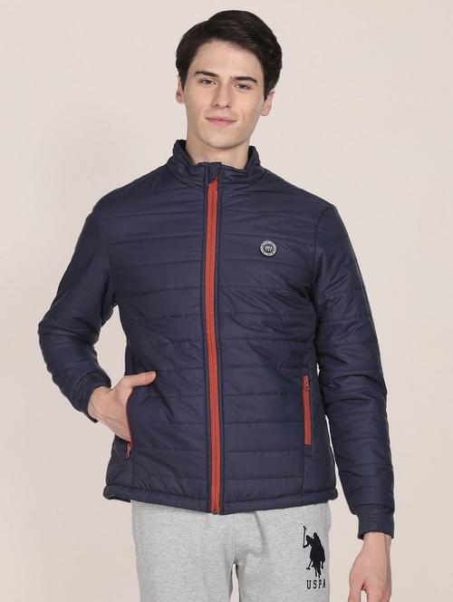 blue solid quilted jacket - 19123110 - Very Small Image - 1
