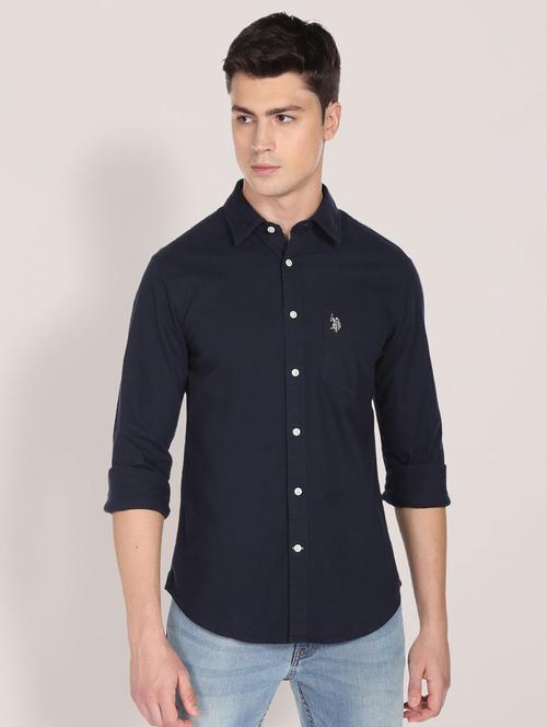 mens solid casual shirt - 19123516 - Very Small Image - 1
