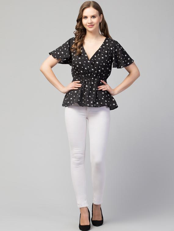 women's peplum overlap neck top - 19124212 - Standard Image - 3