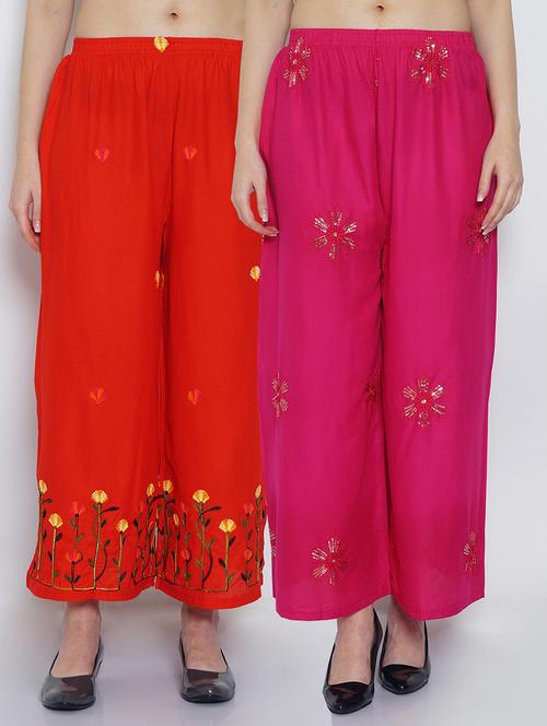 pack of 2 embroidered straight palazzo - 19124487 - Very Small Image - 1