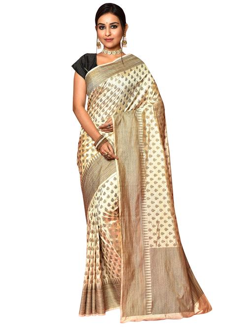 beige dupion banarasi saree with blouse - 19126191 - Very Small Image - 1