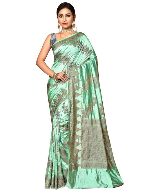 light green dupion banarasi saree with blouse - 19126205 - Very Small Image - 1