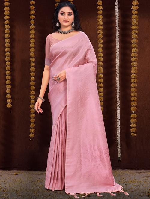 pink silk saree with blouse - 19126423 - Very Small Image - 1