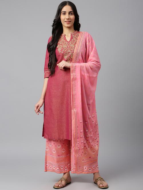 pink kurta pant set - 19127813 - Very Small Image - 1