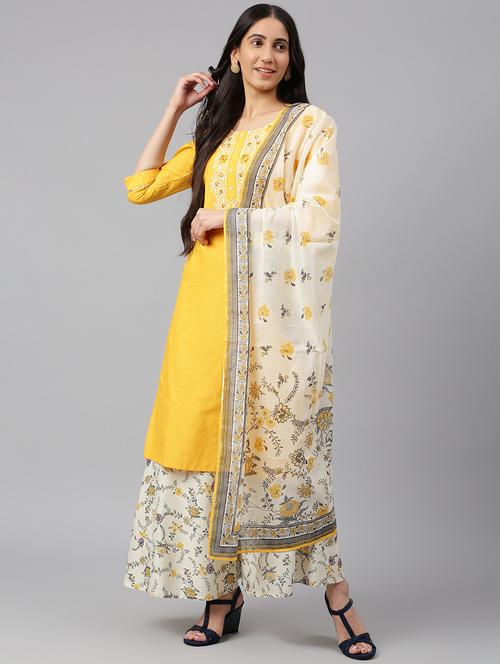 yellow embroidered kurta pant set - 19127829 - Very Small Image - 1