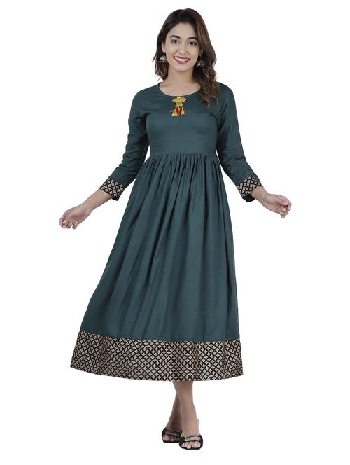 grey solid flared kurta - 19128147 - Very Small Image - 1