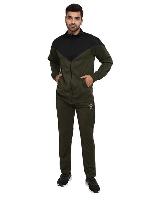 bottle green solid full length track suit - 19128412 - Very Small Image - 1