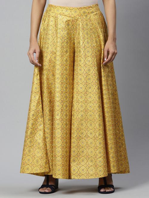 yellow polyester palazzos - 19128644 - Very Small Image - 1