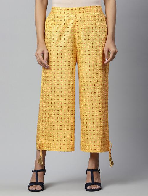 yellow viscose palazzos - 19128653 - Very Small Image - 1