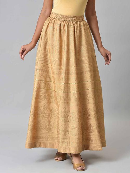 golden printed flared long skirt - 19128713 - Very Small Image - 1