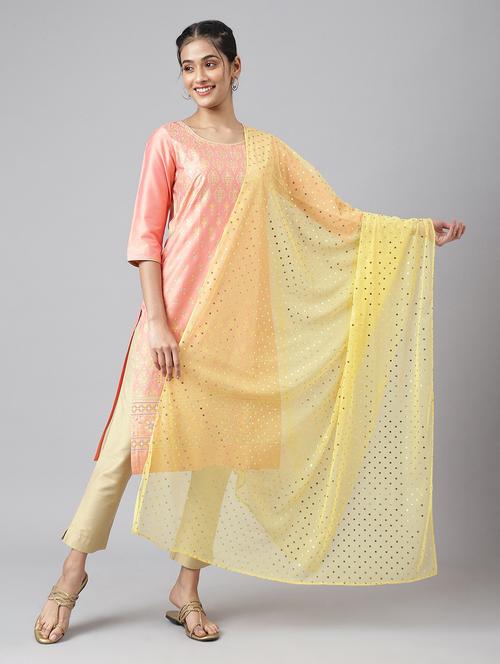 yellow foil print dupatta - 19128744 - Very Small Image - 1