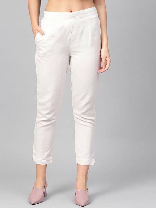 cream solid trouser - 19129035 - Very Small Image - 1