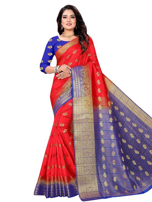 self design zari work woven saree with blouse - 19129095 - Very Small Image - 1
