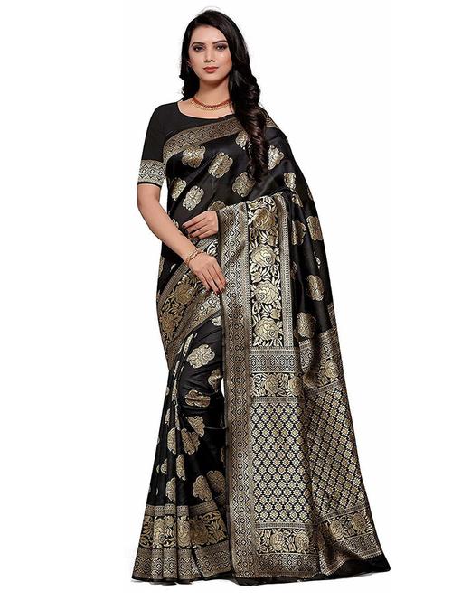 self design zari work woven saree with blouse - 19129111 - Very Small Image - 1