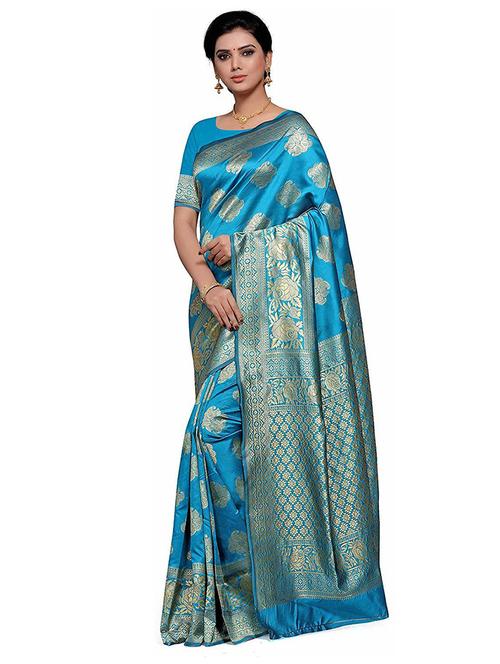 self design zari work woven saree with blouse - 19129139 - Very Small Image - 1
