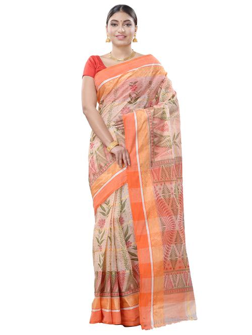 women's self design orange colored saree - 19130002 - Very Small Image - 1