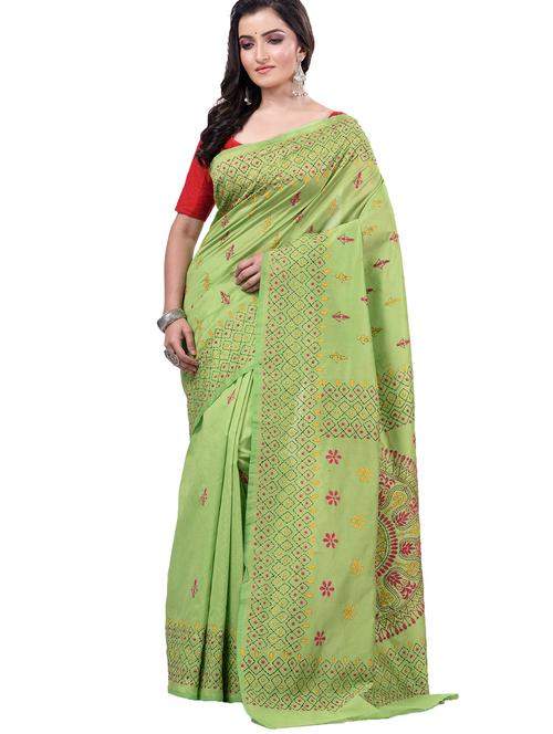 women's embroidered saree with blouse - 19130112 - Very Small Image - 1