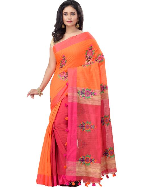 women's embroidered saree with blouse - 19130130 - Very Small Image - 1