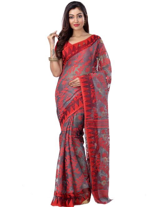 women's self design red colored saree - 19130242 - Very Small Image - 1