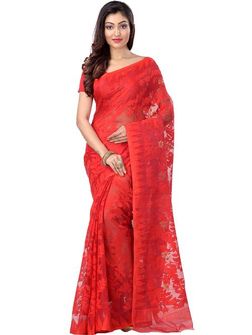 women's self design red colored saree - 19130247 - Very Small Image - 1