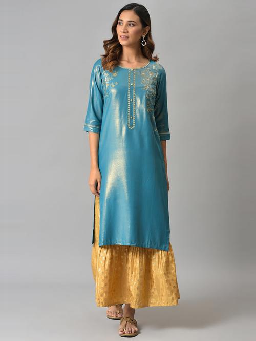 women's straight kurta - 19130442 - Very Small Image - 1