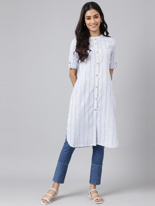 women's straight kurta - 19130496 - Very Small Image - 1