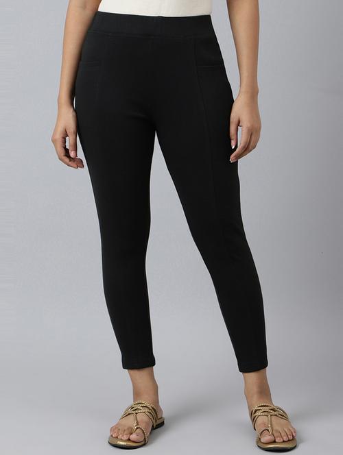 black solid full length jeggings - 19130711 - Very Small Image - 1
