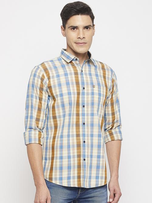 men long sleeves checkered casual shirt - 19131358 - Very Small Image - 1