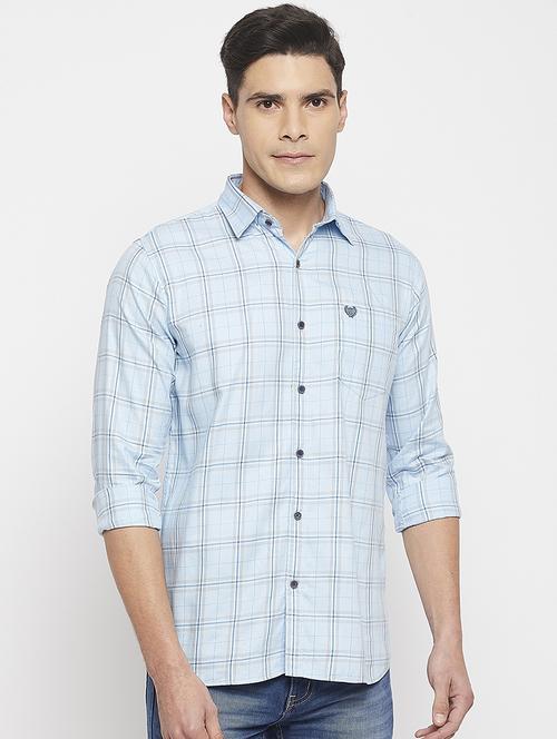 men long sleeves checkered casual shirt - 19131363 - Very Small Image - 1