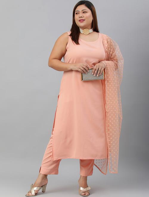 peach kurta pant set with dupatta - 19131524 - Very Small Image - 1