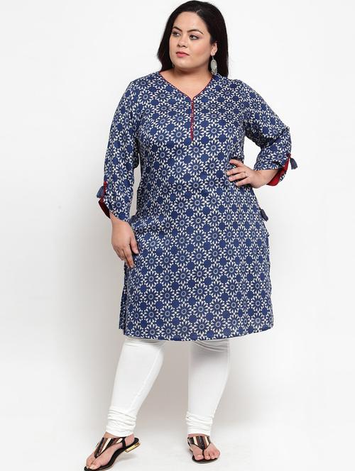 blue printed a-line kurta - 19132320 - Very Small Image - 1