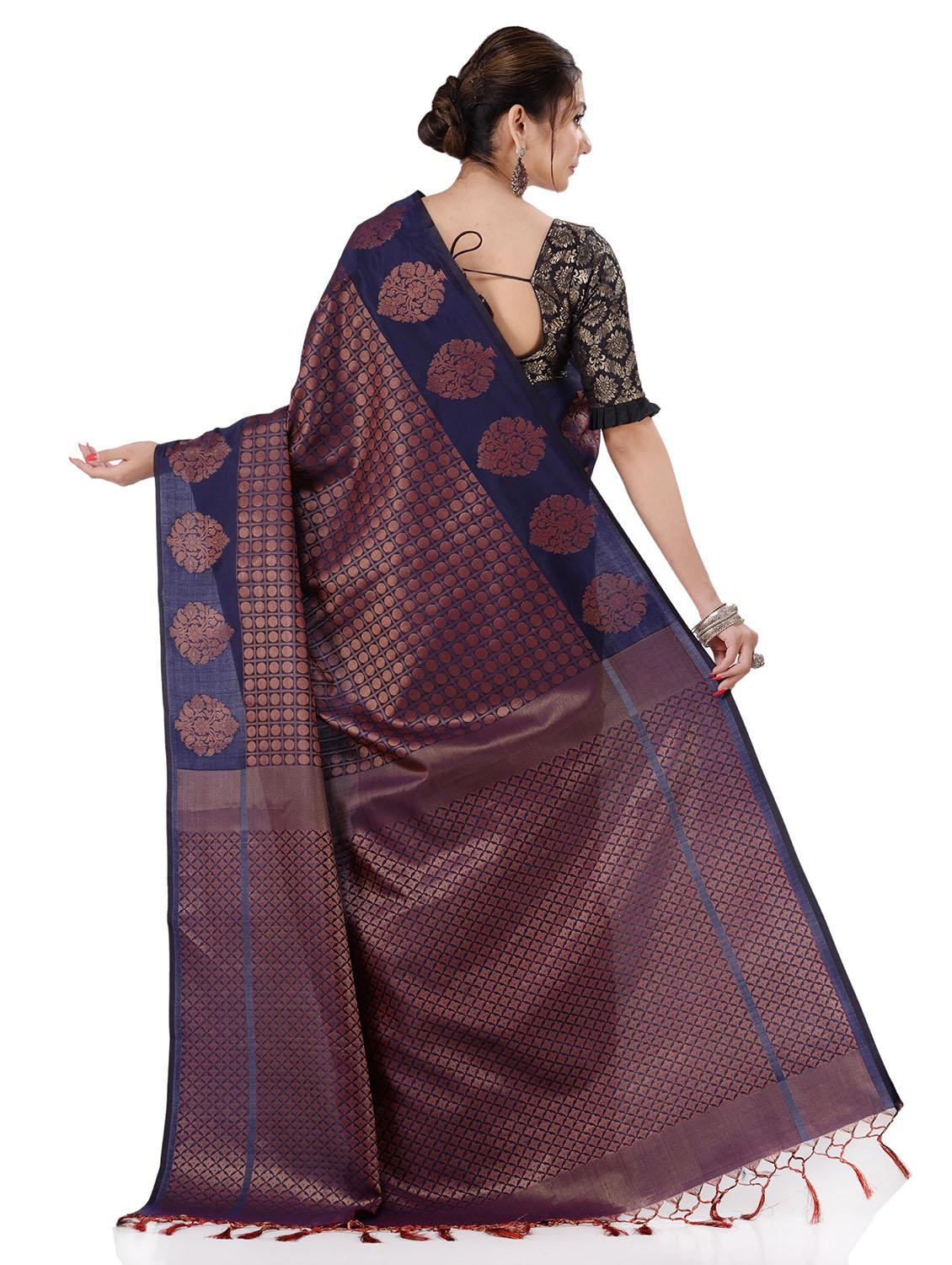 women's self design navy blue colored saree - 19137778 - Zoom Image - 2
