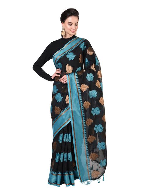 self design woven saree with blouse - 19138136 - Very Small Image - 1