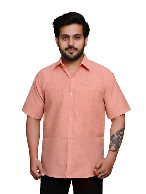 orange solid casual shirt - 19138345 - Very Small Image - 1