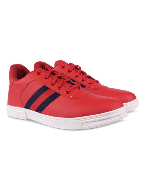 mens red coloured lace up casual shoes - 19138752 - Very Small Image - 1